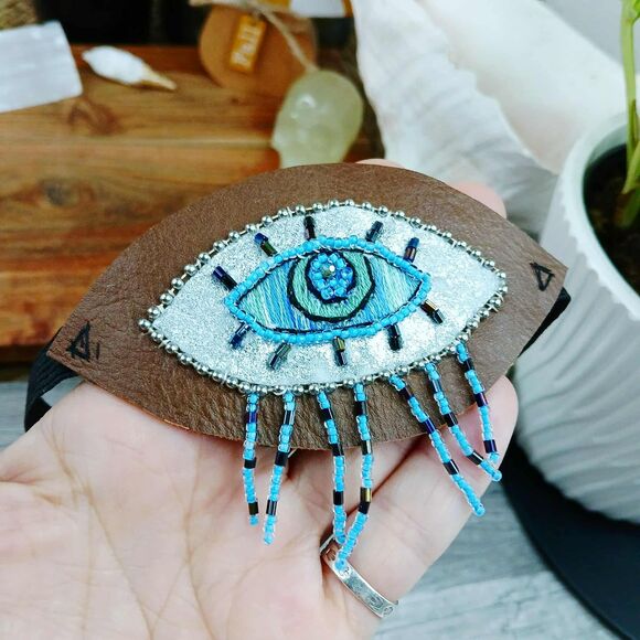 Embroidery Evil Eye, Eye Patch, Adjustable Vision Ocular Costume Accessory - Picture 3 of 6